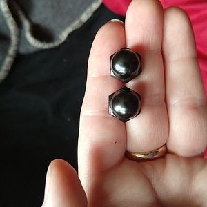 Genevieve Jones nut or bolt style 925 sterling silver gunmetal earrings